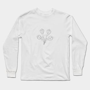 Black flower line art Long Sleeve T-Shirt